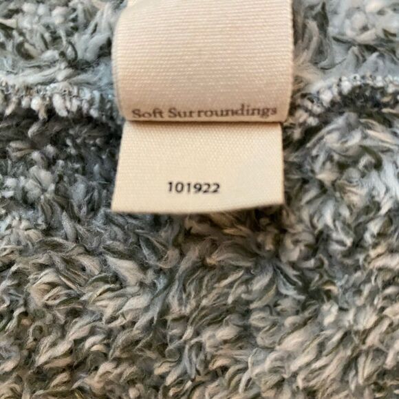 Soft Surroundings Womens Gray Fleece Cardigan Sweater Sz Large One Button Light - Picture 11 of 12